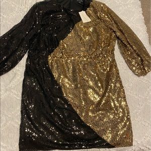 Eloquii Black and Gold Sequin Dress